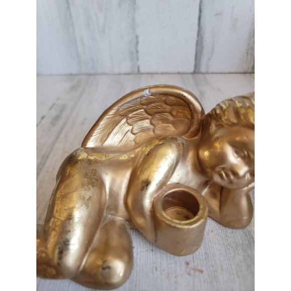 Angel candle stick holder golden rustic xmas figure decor - Picture 3 of 7